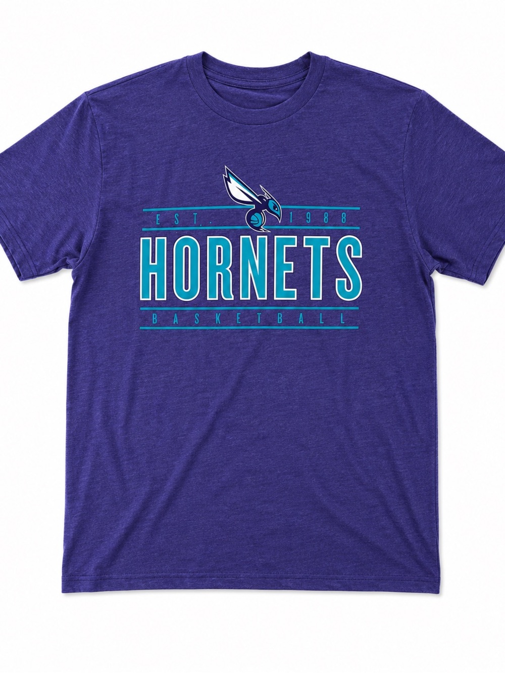 NBA Hornets Graphic Tee in Purple with Teal Accents